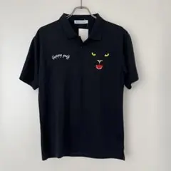 【新品未使用】HAPPY GOLF メンズ 半袖 ポロシャツ 刺繍 黒色 黒豹