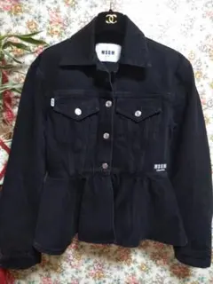 MSGM⁎୭ブラックデニム*ペプラムジャケット*°♡