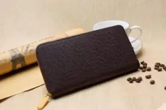 新品未使用 ラウンドファスナー ブラウン シンプル 高級 レザー 大容量