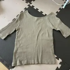 リブTシャツ ベージュ 五分袖 ワンショル