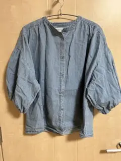 オーバーサイズ　デニム　パフスリーブ　バルーンスリーブ　シャツ　ブラウス