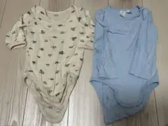 ロンパース　肌着　長袖　バースデイ　h&m 車　無地　青　ブルー　2点セット