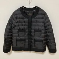 36 ナノユニバース 西川ダウン ノーカラー ダウンジャケット コート 黒