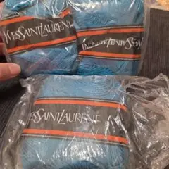3個　Yves Saint Laurent コットン糸 50g ターコイズブルー