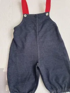 ダークブルー オーバーオール 90cm 赤ストラップ