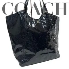 コーチ COACH 0968トートバッグ オプアート エナメル 黒 ブラック