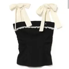 andmary Samantha ribbon tops 黒