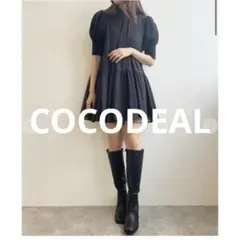 【美品】COCODEAL ミニシフォンワンピース 黒 バックリボン