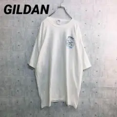 Z0123 ギルダン Tシャツ 白 2XL 綿100 ゆるだぼ ビッグプリント