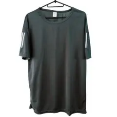 新品/匿名/メンズ半袖Tシャツ クルーネック腕プリント メッシュ薄地M位濃グレー