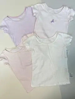 【90サイズ4枚セット】ユニクロ コットンフライスインナーT女の子半袖肌着