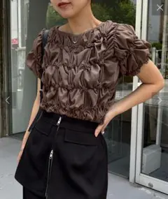 CAPRICIEUX LE'MAGE シャーリングホイップTシャツ ブラウン