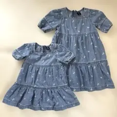 GAP デニム花柄半袖ワンピース 2点セット