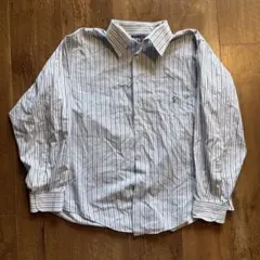 00s Ralph Lauren長袖ストライプシャツ刺繍ロゴメンズ白/水色2XL