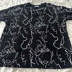idilliaco 顔の線画プリント 半袖Tシャツ