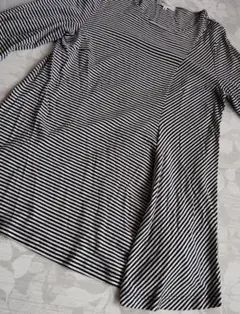 pierre cardin ストライプ 五分袖チュニック 40