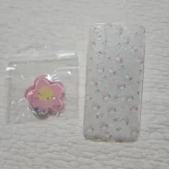 GalaxyS23 花柄スマホケース グリップ付き