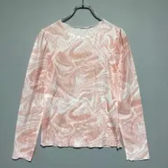 Dazy 極美品　マーブル模様 長袖Tシャツ ピンク　透け感あり　薄手