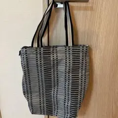 タケオキクチ　トートバッグ グレーと黒のストライプ