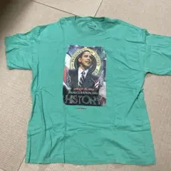 ハワイ土産　オバマ大統領就任プリントTシャツ ミントグリーン