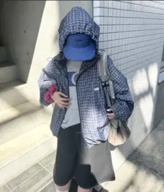 nemen store チェックナイロンテックブルゾン
