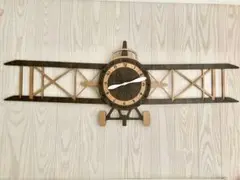 壁時計 木製 飛行機 ハンドメイド 掛時計