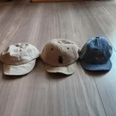 子供用帽子セット（ベージュキャップ、デニムキャップ）