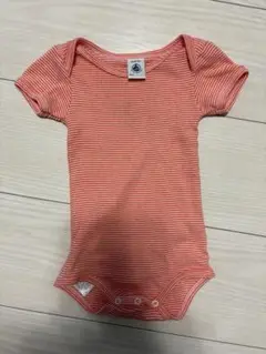 【プチバトー】オレンジストライプ 肌着 6m67cm
