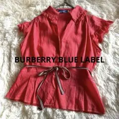 BURBERRY BLUE LABEL 綿100日本製リボンフリル付きシャツ38
