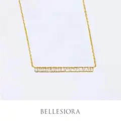 未使用♡BELLESIORA♡テーパーバゲットダイヤモンドバーネックレス♡レーヌ