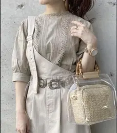 新品未使用＊Mysa＆Liina＊レース切り替えブラウス＊M＊キナリ