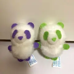 ひよこのおかげ フワフワパンダ 黄緑 紫 2匹セット