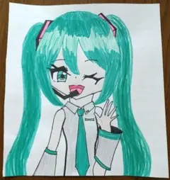 初音ミク　ファンアート　イラスト　マーカー
