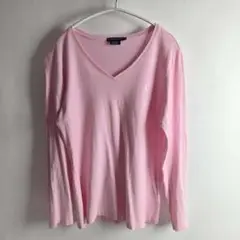 ラルフローレン ソフトコットン ポニー刺繍 VネックロングスリーブTシャツ L