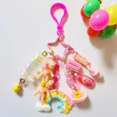 【ピンク】双子baby♡あわあわバスタイム♡キーホルダー