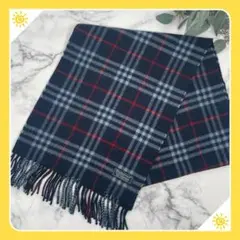⭐️美品⭐️バーバリー チェック ウール マフラー ブルー ⭐️A374