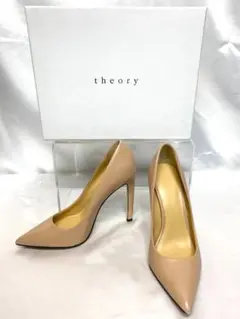 theory セオリー レザー ヒール パンプス 37 約23.5cm ベージュ