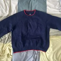 GAP ネイビー レッド クルーネック ニット S