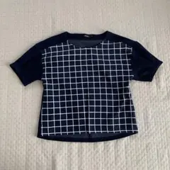 Discoat ネイビー チェック柄 半袖Tシャツ Mサイズ