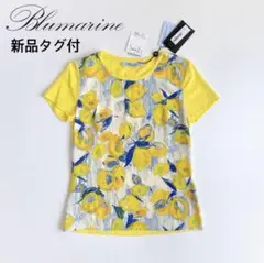 美品ブルマリン　ビーズ　半袖Tシャツ　白　ブルー　青　ビジュー　ロゴ 美品ブルマリン ビーズ 半袖Tシャツ 白 ブルー 青 ビジュー ロゴ