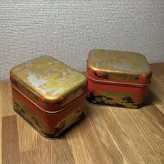 2個セット　【缶のみ】　姫ゆかり　初音の調度　坂角総本舗　国宝初音蒔絵　源氏物語