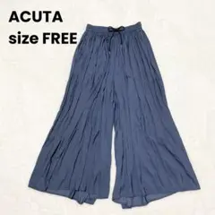 ACUTA アクータ ガウチョ ワイドパンツ ロング リラックス フレア ブルー