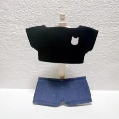 よう様　10cm、11cm　ぬい 服　Ｔシャツ　デニムパンツ　黒