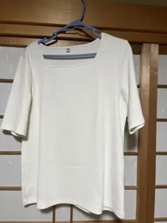 UNIQLO 半袖リブ編みTシャツ XL ホワイト