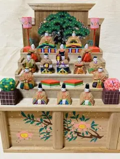 高橋神泉　奈良一刀彫　１５人揃い　段飾り　ひな祭り　川口神泉　雛段 5e3b6b920f66185cbd2ebfe8de1ef5