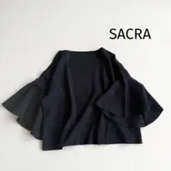 SACRA サクラ フレアスリーブニット 38 ドロップショルダー 五分袖