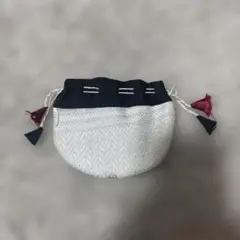 巾着袋 ホワイト タッセル付き