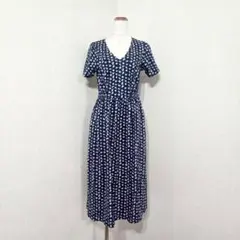 PAUL&JOE × ユニクロ　Vネックロングワンピース　小花柄　半袖　ブルー