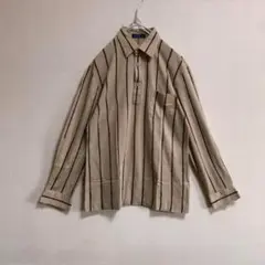 ストライプ長袖ポロシャツ