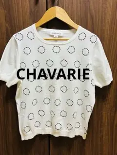 CHAVARIE サークル刺繍コットンハイゲージニット